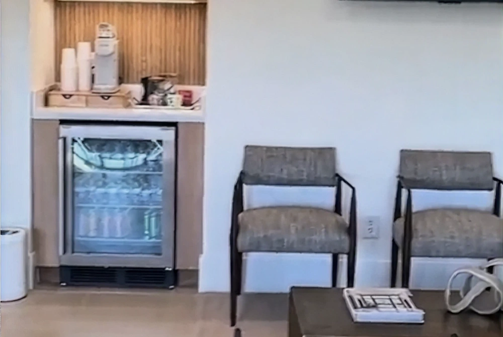 Dental office reception area with front desk and welcoming patient check-in space