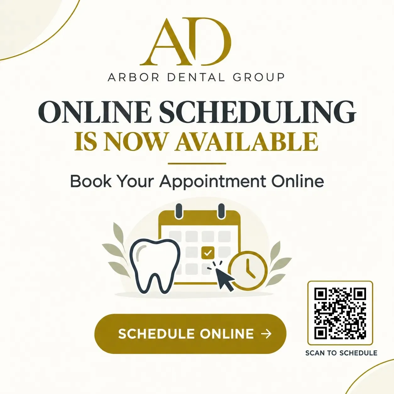 Arbor Dental Group online scheduling now available – book your dental appointment online